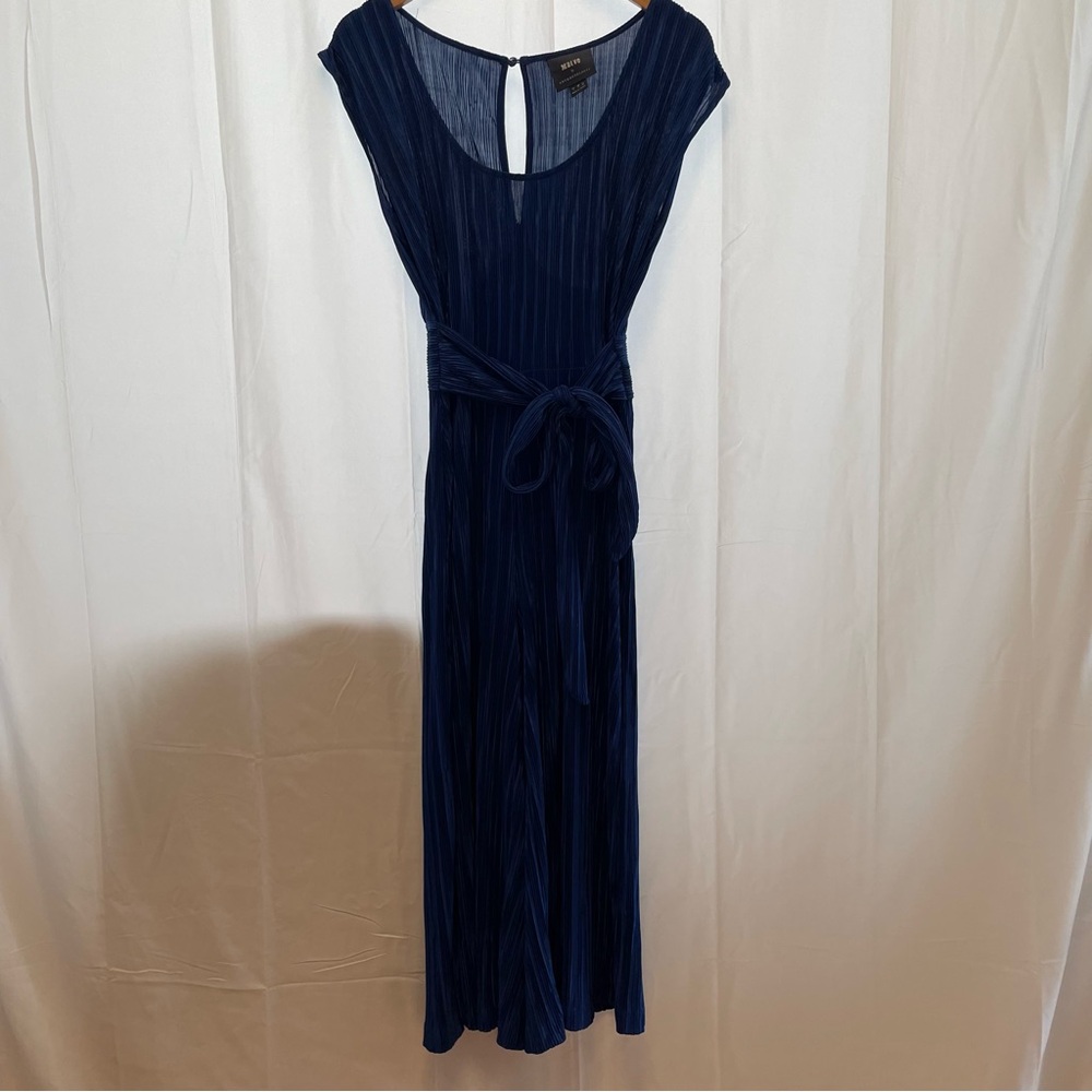 Maeve Blue Wrap Tie Front Jumpsuit Cap Sleeve